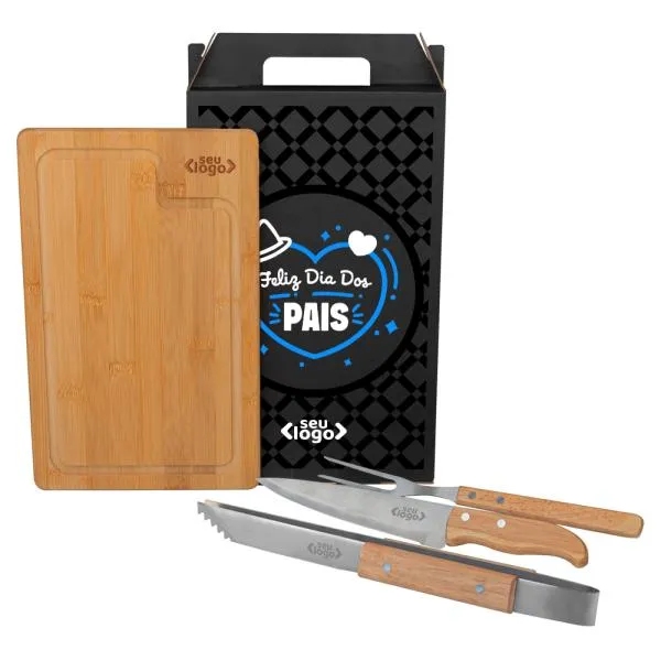 Kit Churrasco com Pegador 4 Pçs
