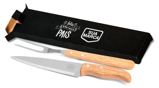 Kit Faca e Garfo Madeira 7"